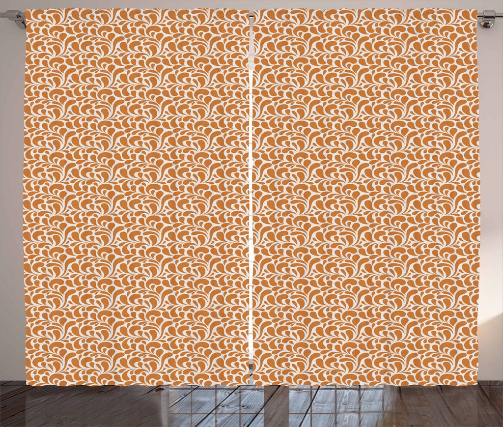 ABAKUHAUS Burnt orange Rustikaler Vorhang, Naher Osten Motive, Wohnzimmer Universalband Gardinen mit Schlaufen und Haken, 280 x 175 cm, Ingwer und ...
