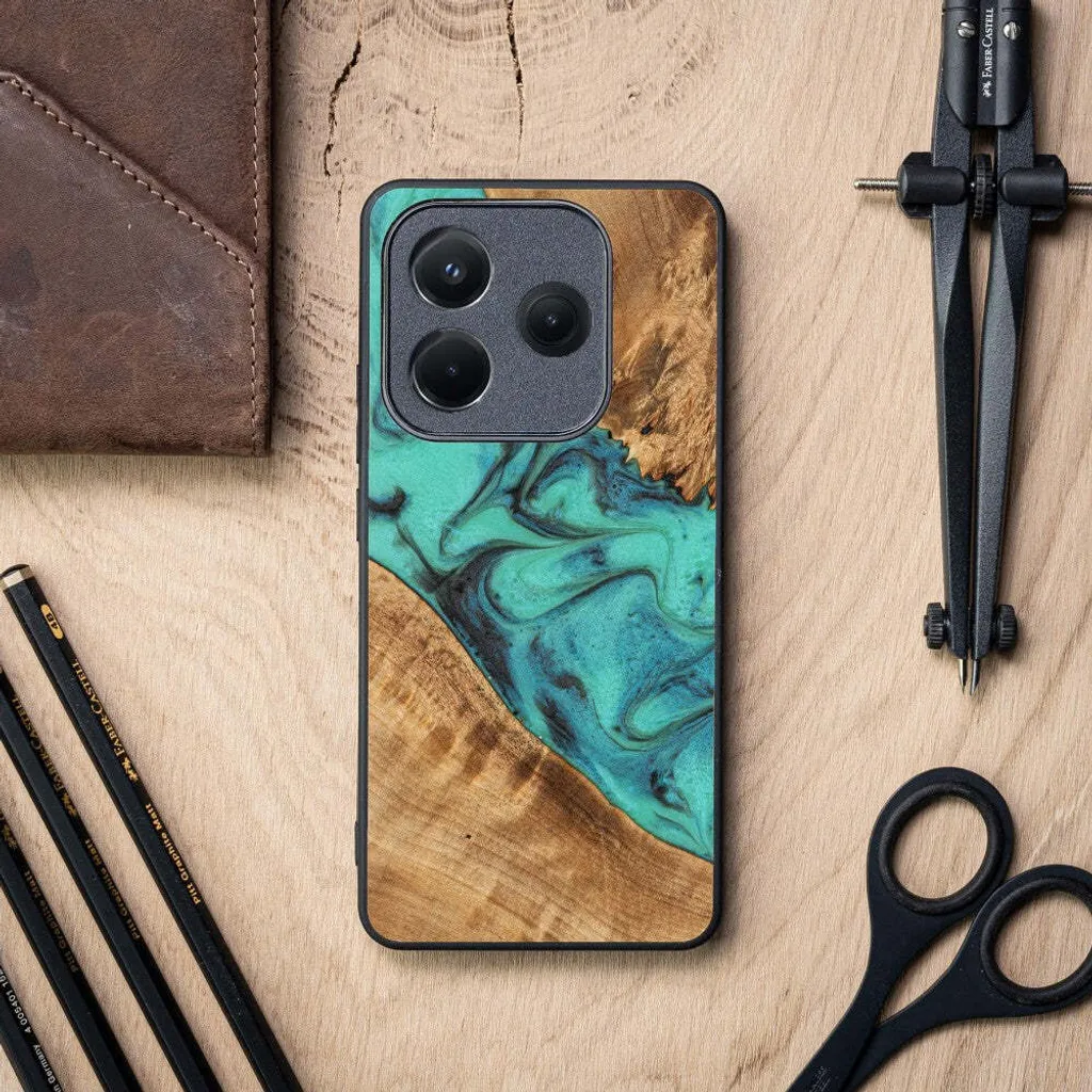 Bewood Unique Turchese Case per Redmi Note 14 5G - Legno Vero - 2