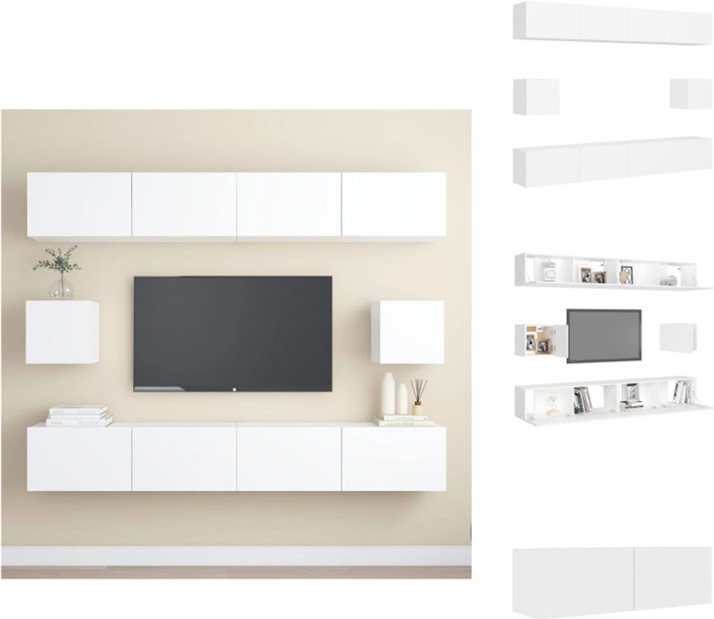 vidaXL 6-tlg. TV-Schrank-Set Weiß Holzwerkstoff - TV-Möbel