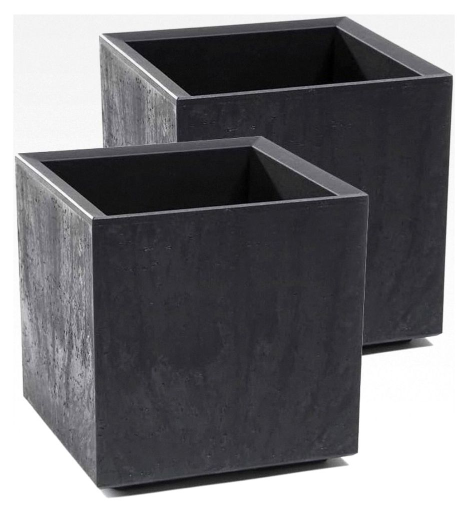 Set: 2 x XL Pflanzkästen Karo in verschiedenen Größen und Farben. Betonoptik in Grau oder Anthrazit. Aus robustem recyceltem Kunststoff. (13 Lit...