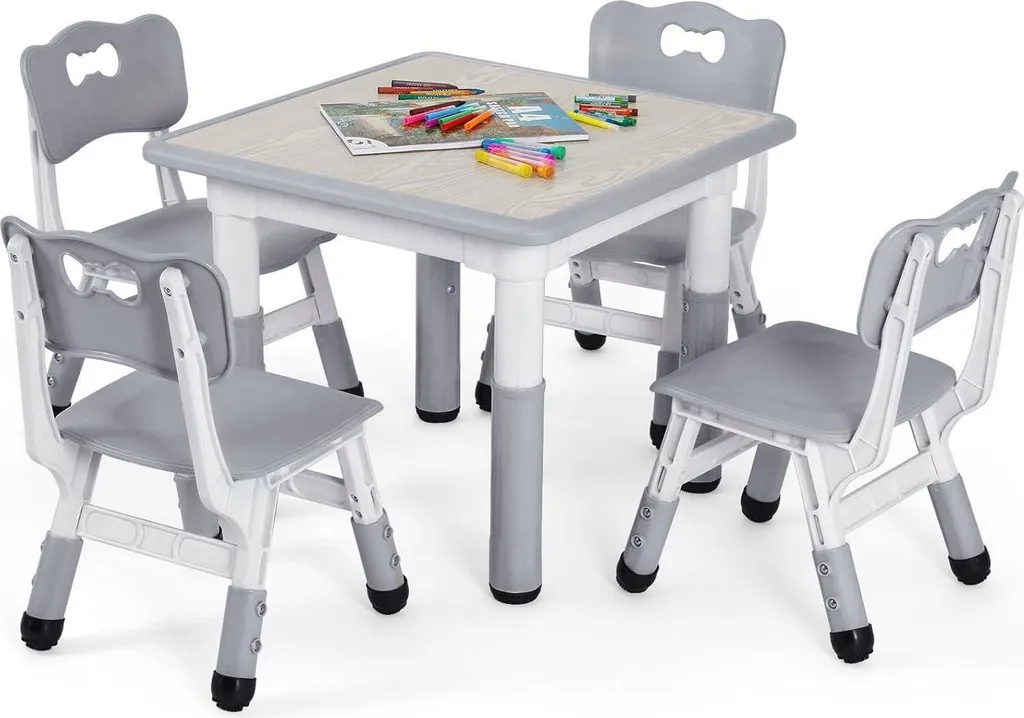 MAMIZO Mobilier enfant modulable table ajustable et 4 chaises confort