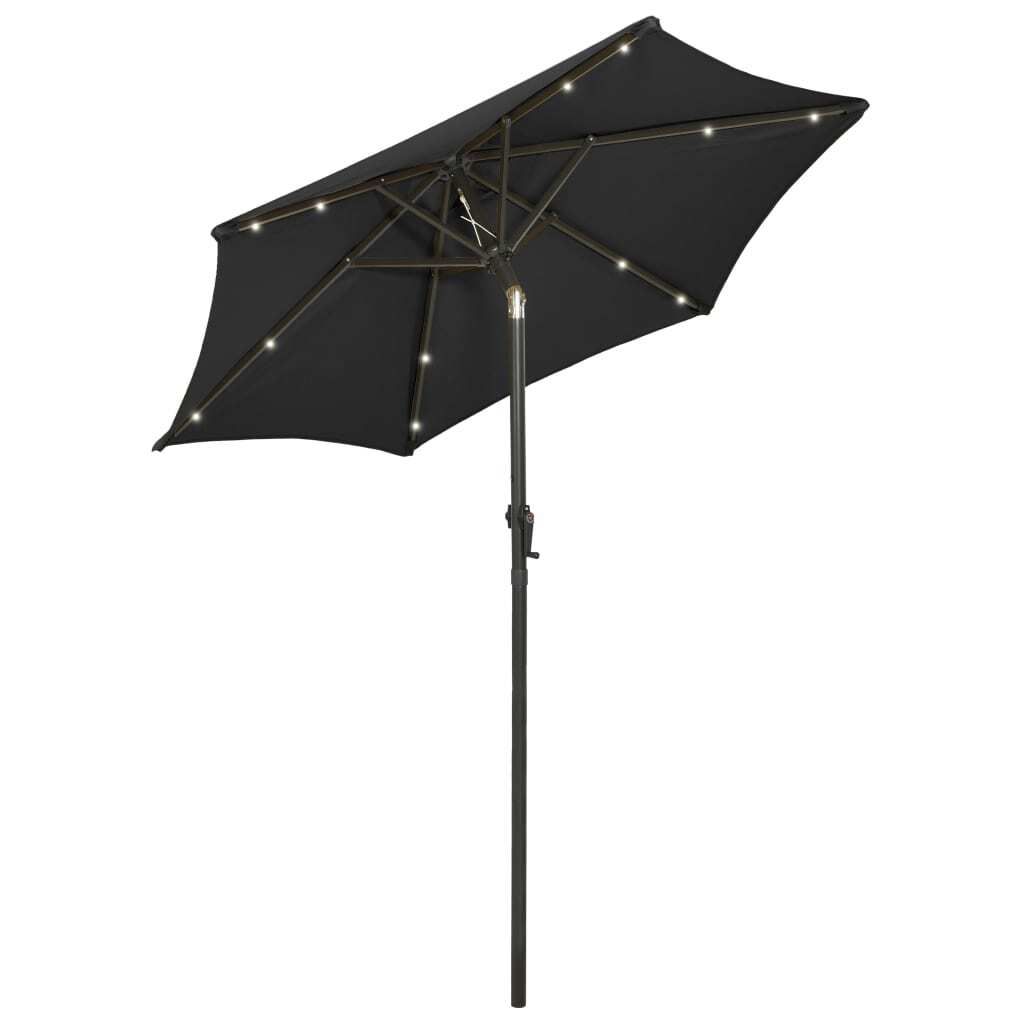 vidaXL Ombrellone con illuminazione a LED nero 200x211 cm Immagine del prodotto 