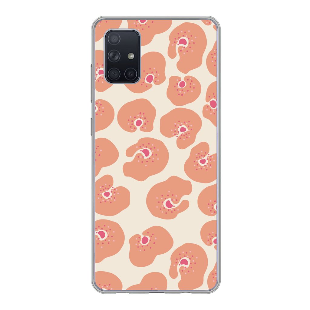 MuchoWow Handyhülle Schutzhülle Hülle für Samsung Galaxy A71 Blume - Muster - Abstrakt Silikon Softcase Handy Hülle - Kartenbesitzer