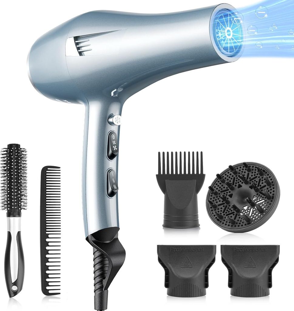 Faszincare Professional Haartrockner Ion, Diffusor -Kammbefestigung - 2 Geschwindigkeiten 3 Wärmeeinstellungen Trockner, ideale Schönheitssalons ...
