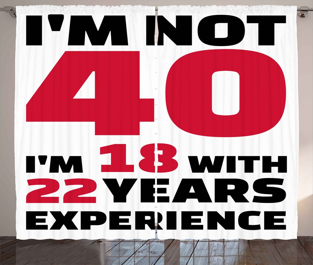 ABAKUHAUS 40. Geburtstag Rustikaler Gardine, Gefühl achtzehn Zitat, Schlafzimmer Kräuselband Vorhang mit Schlaufen und Haken, 280 x 225 cm, Weiß...