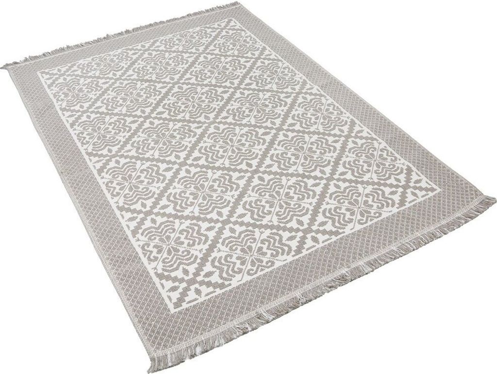 Jungengel In- & Outdoor Teppich Teppichläufer Sand / Beige Dantel Waschbar & Fußbodenheizungsgeeignet | 140x200 cm