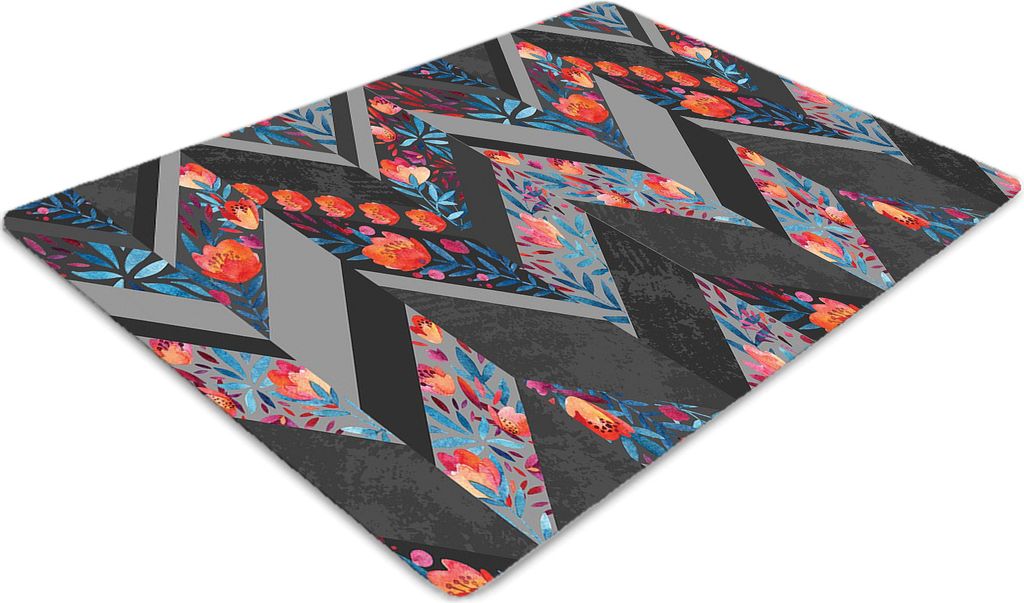 Stuhlunterlage Bürostuhlunterlage 120 cm x 90 cm Bodenmatte Bürostuhlunterlage - Blumen in Herringbone.