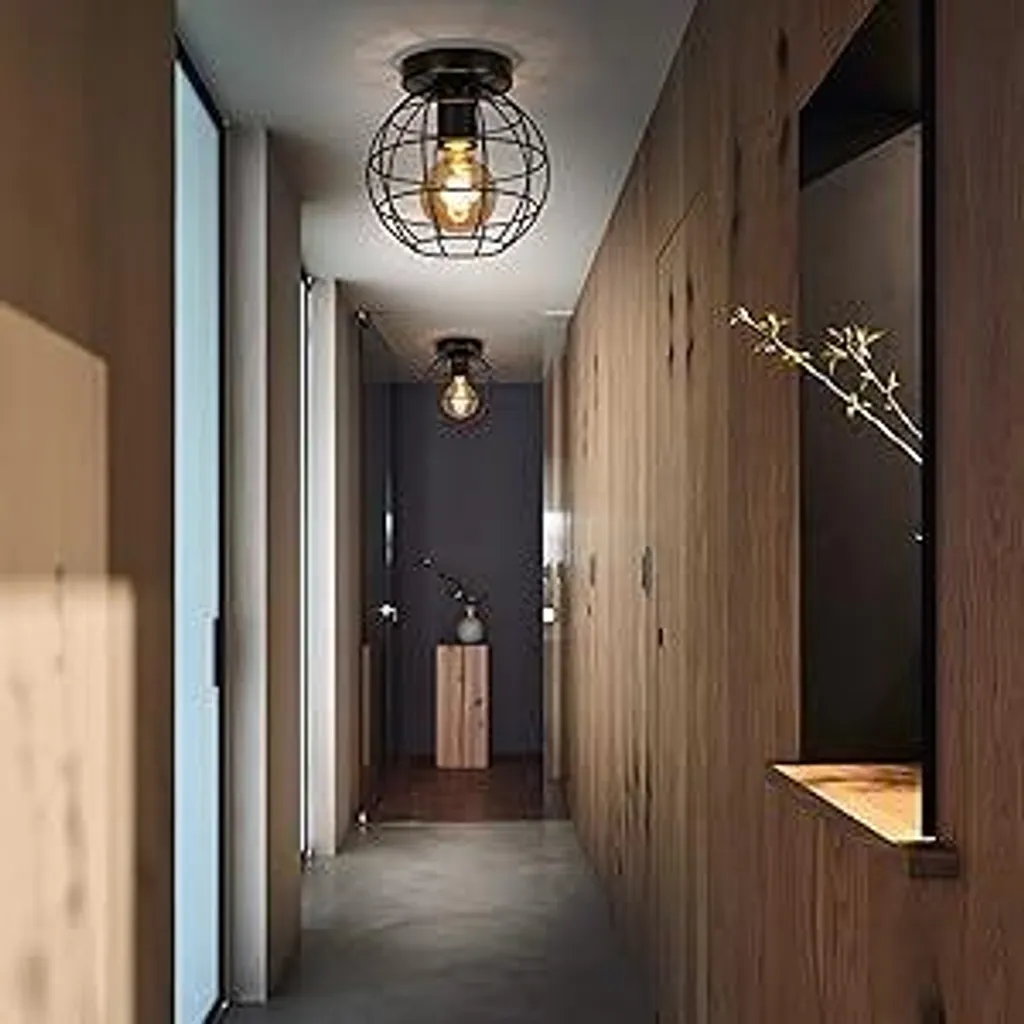 Plafonnier Rétro Noir pour Plafond Bas Solution Éclairage Industriel E27
