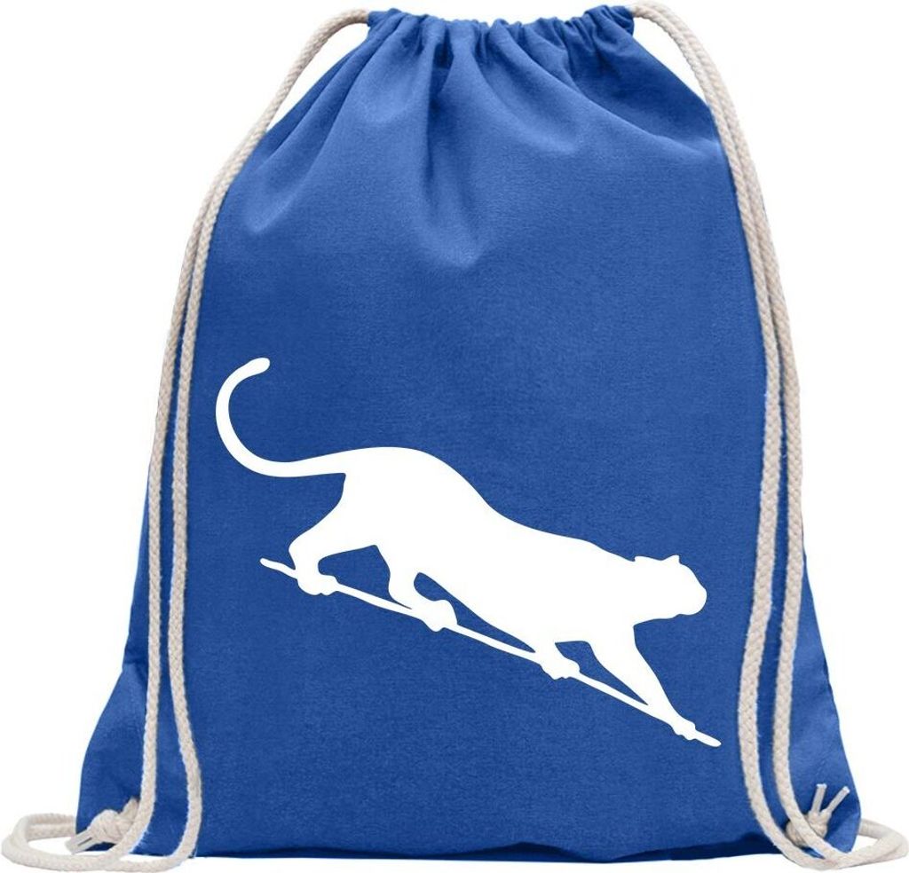 Kiwistar - Turnbeutel - royal - Wildkatze - Panther - Leopard - Fun Rucksack Sport Beutel Gymsack Baumwolle mit Ziehgurt