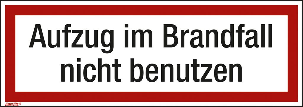 Hinweisschild Aufzug im Brandfall 297x105mm Folie