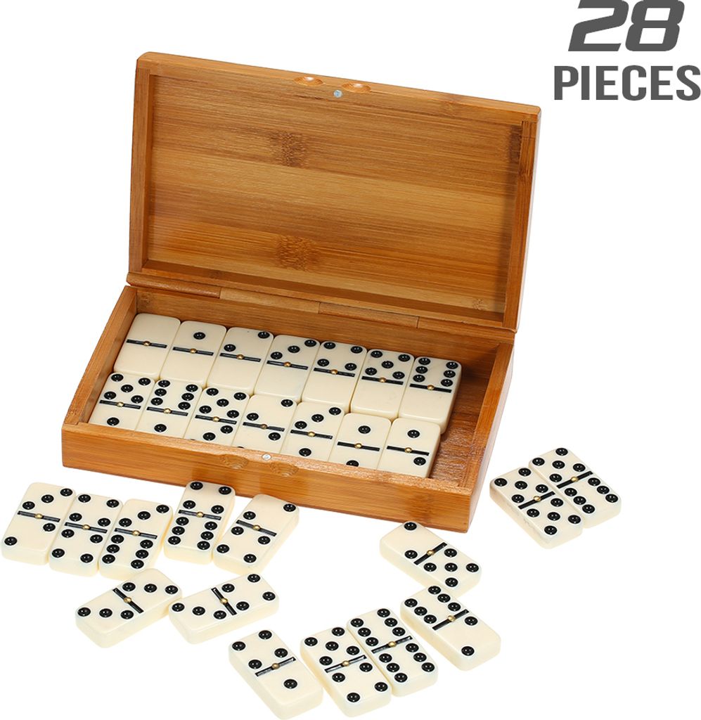 Double Six Dominoes Set Unterhaltung Freizeit Reise Spiel Spielzeug Schwarze Punkte Dominoes