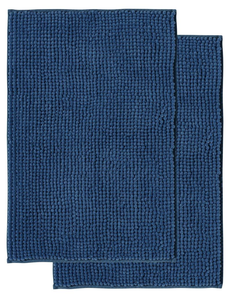 Rutschfeste Badematte | Kombinierbar als Badematten-Set | Waschbare Chenille-Badematte | Duschmatte für Dusche, Badewanne und WC | Blau – 50 x 8...