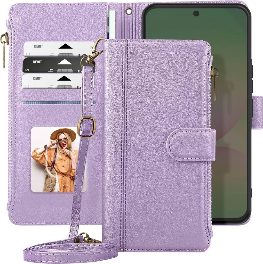 Custodia Galaxy A56 Viaggio Avizar Lavanda: Protezione con Zip e Tracolla - 4