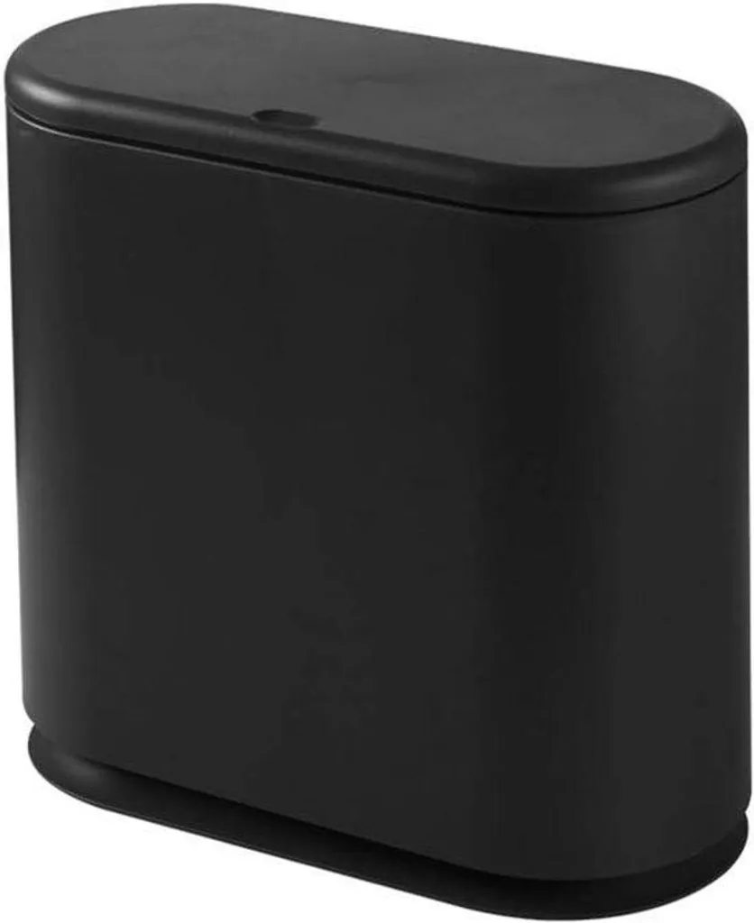 Poubelle sphérique noire 8L en plastique style scandinave - Modèle SKAN8