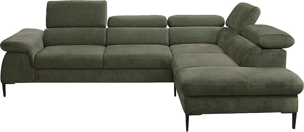 Großes Ecksofa rechts in grünem Velours - SEPINA by Pascal Morabito