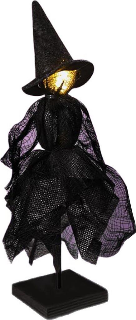 Halloween-Hexen-Dekoration, schwarzes Hexen-Ornament mit leuchtendem Gesicht, primitives Hexen-Tisch-Mittelstück für den Innenbereich, für Regal...