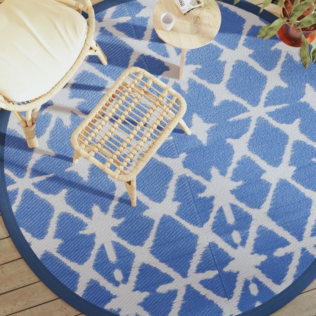 "2026 Promotion" Outdoor-Teppich ARAKIL Blau und Weiß Ø200 cm PP - Outdoorteppiche CC22415