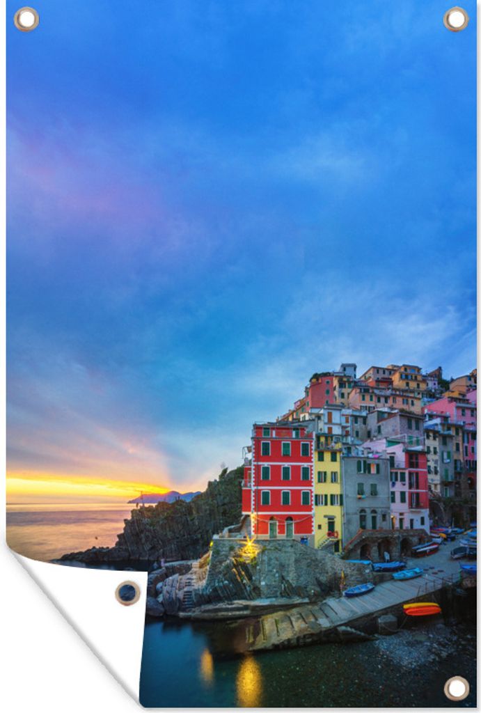 MuchoWow 80x120 cm Outdoor-Poster Gartendeko Sichtschutz Garten Poster für den Garten Dämmerung in Cinque Terre