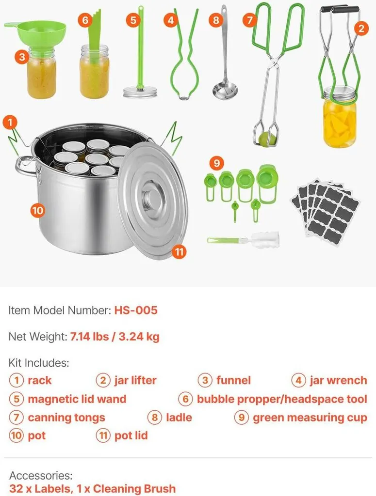 Kit Sterilizzazione Barattoli 11 Pezzi - Pentola Bagnomaria Inox - 7