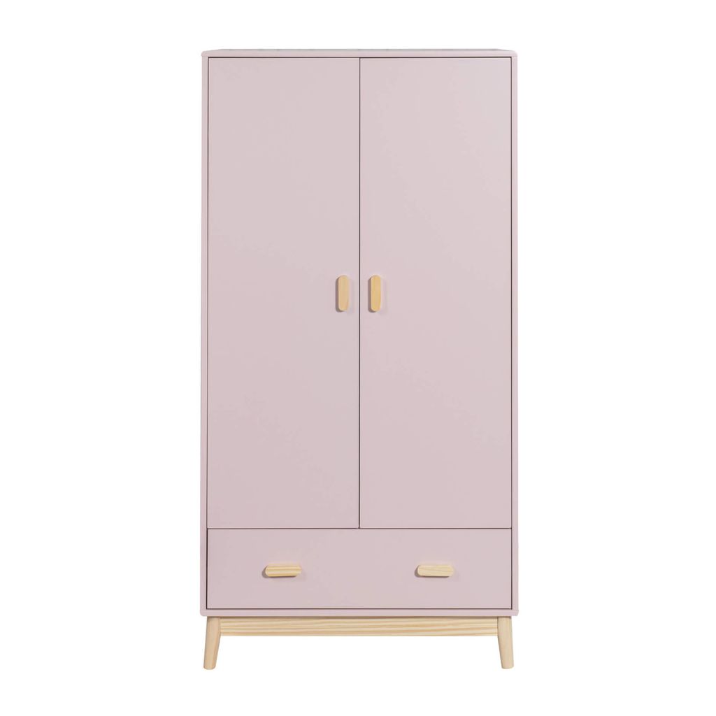 Kleiderschrank Mobili Rebecca Amchor 175x80x55 MDF Kiefer Rosa Braun Skandinavisch Zu Montieren