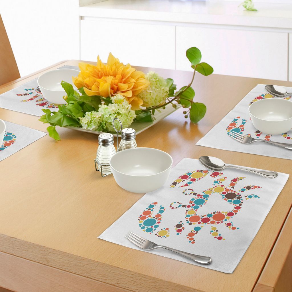 ABAKUHAUS Krabben Platzmatten, Abstrakte Form eines Seegeschöpfs Decapod-Krebs mit großen und kleinen bunten Punkten, Tiscjdeco aus Farbfesten St...