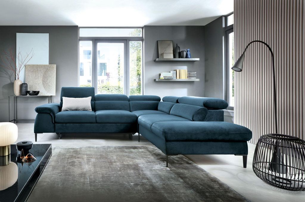 Masseno Ecksofa MESTO mit Schlaffunktion L-Form, Sofa mit Bettkasten, Wohnzimmersofa, Couch, Soffa, Bettsofa, Couchgarnitur- Blau, VOGUE 13