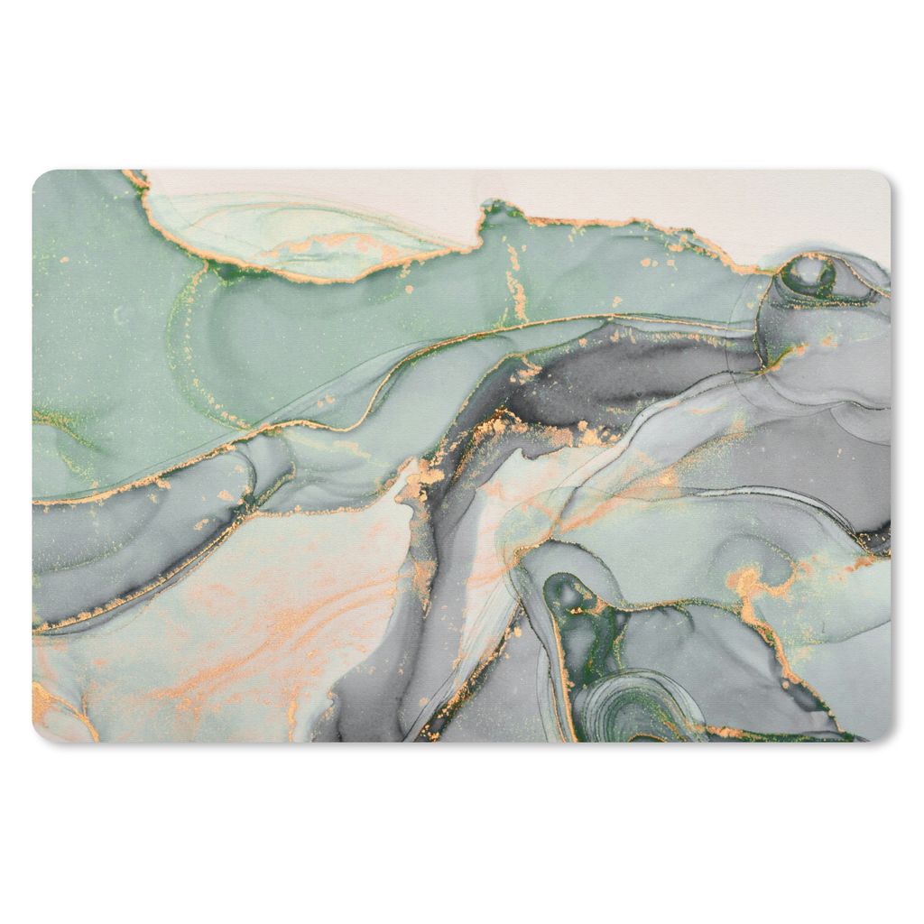 MuchoWow Schreibtischunterlage Gold - Marmor - Grün - Luxus - Glitzer - Marmoroptik 60x40 cm - XXL Mauspad - Großes Mauspad