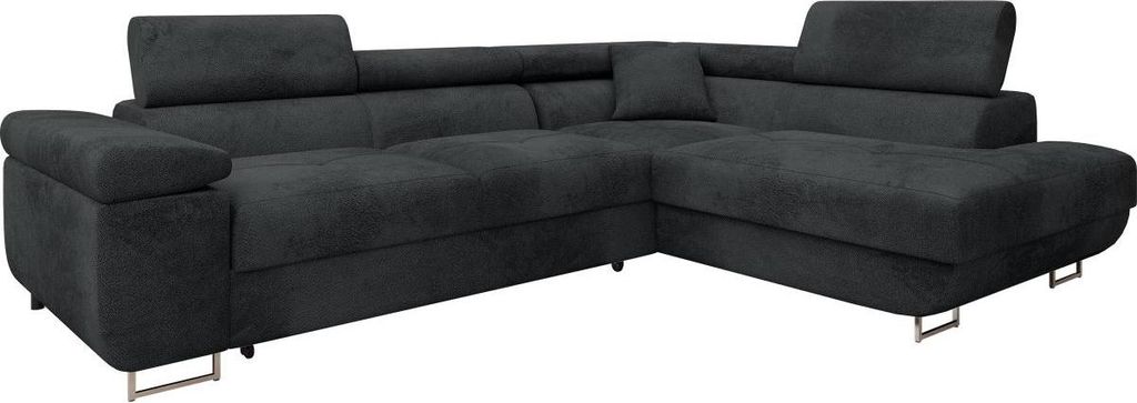 MIRJAN24 Ecksofa Torezio Premium, Stilvoll Eckcouch mit Bettkasten und Schlaffunktion, Einstellbare Kopfstützen, 274x203x70-90 cm (Farbe: Sorriso ...