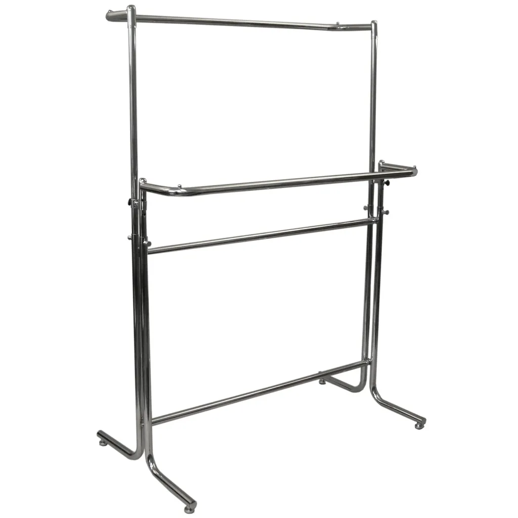 Double portant vêtements pour chambre et buanderie 120 cm réglable inox
