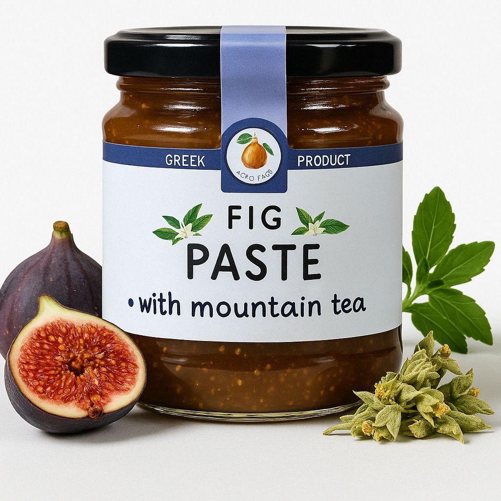 AgroFigs Feigenpaste mit griechischem Bergtee 230 g – Natürlicher Fruchtaufstrich aus Griechenland