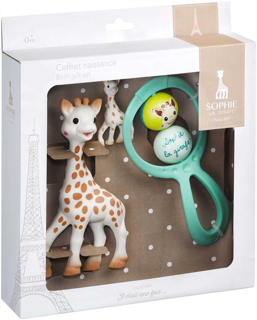 Geschenkset zur Geburt mit 1 Sophie la girafe , 1 Rassel Swing, 1 Schlüsselanhänger