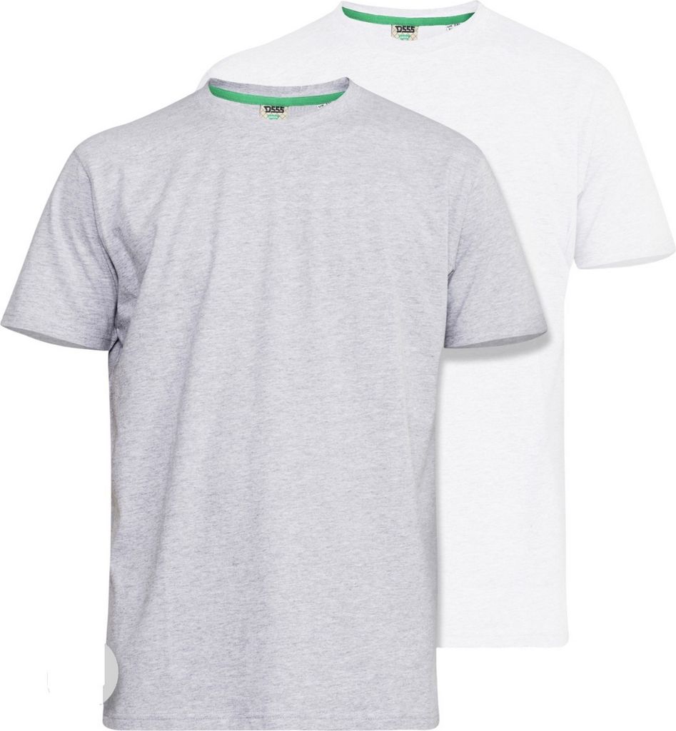 Duke Herren T-Shirt Fenton D555, Kingsize, Rundhalsausschnitt, 2er-Packung DC209 (5XL) (Grau/Weiß)