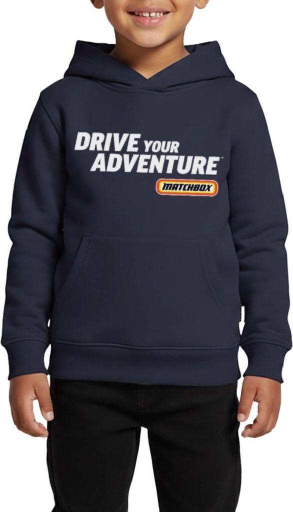 Spreadshirt Matchbox Logo Drive Your Adventure Kinder Premium Hoodie, 98/104 (2 Jahre), Navy