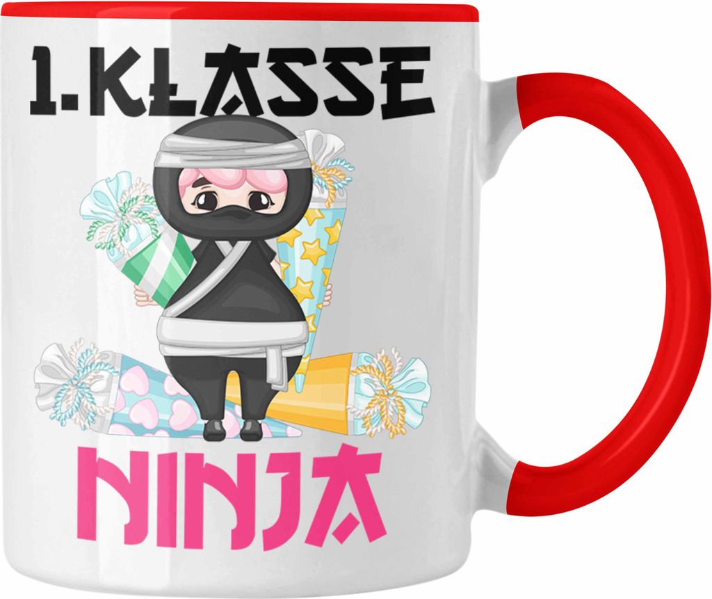 Trendation - 1. Klasse Ninja Tasse Geschenkidee Einschulung Erster Schultag (Rot)