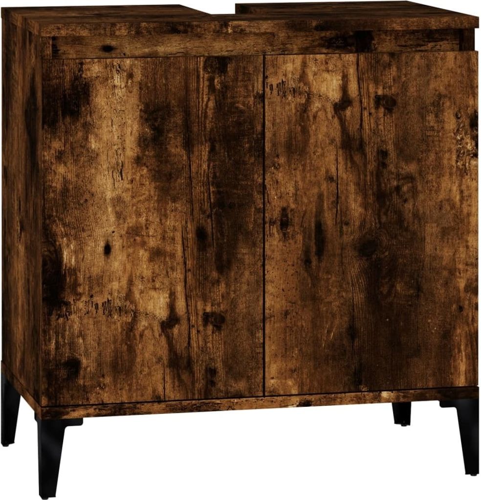 vidaXL Meuble sous-lavabo chêne fumé 58x33x60 cm bois Image du produit 