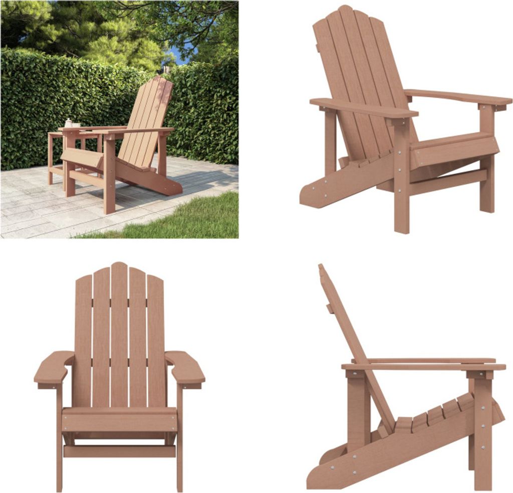 vidaXL Adirondack Gartenstuhl HDPE Braun - Gartenstuhl - Gartenstühle - Outdoor Stuhl - Gartensessel