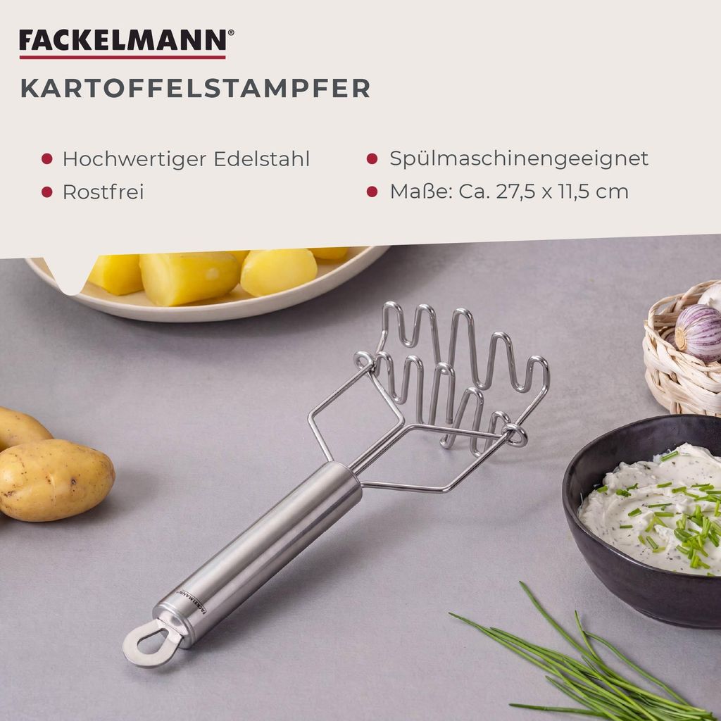 Fackelmann Kartoffelstampfer 27 cm PREMIUM, für feines Produktbild 