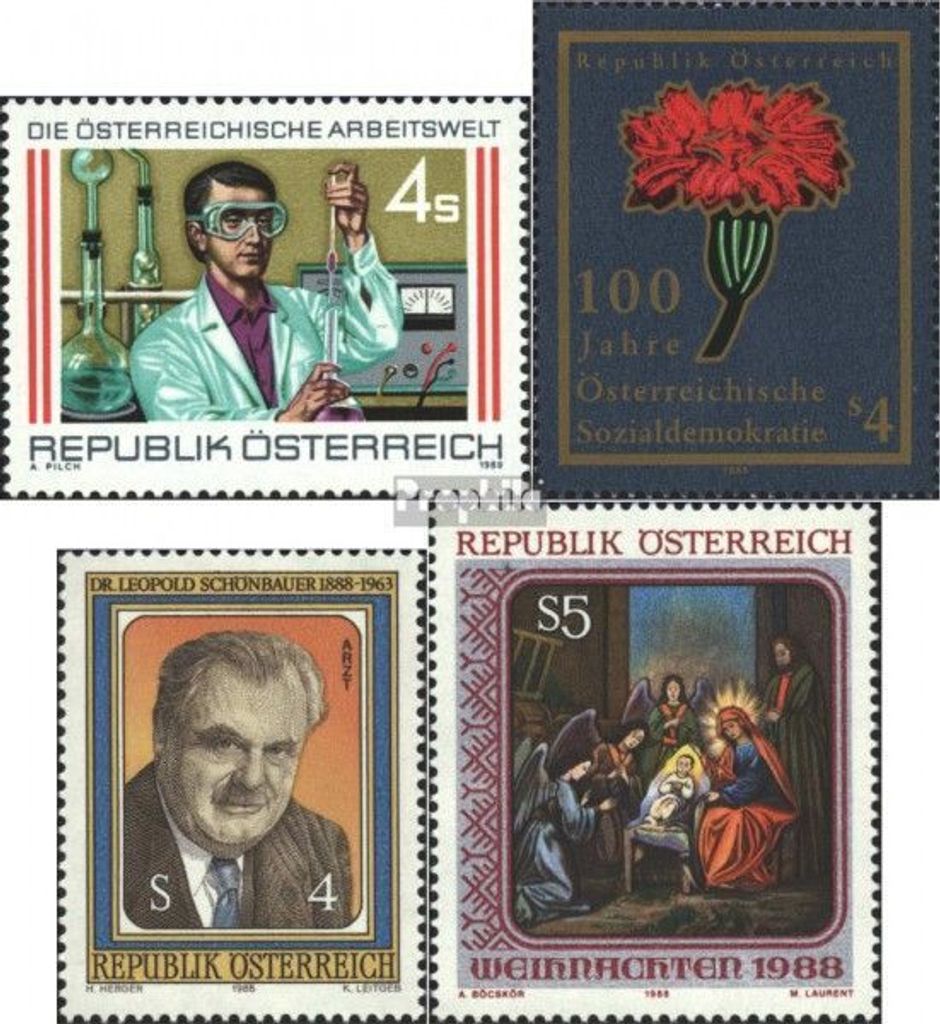 Briefmarken Österreich 1988 Mi 1939,1940,1941,1943 (kompl.Ausgaben) postfrisch Sondermarken