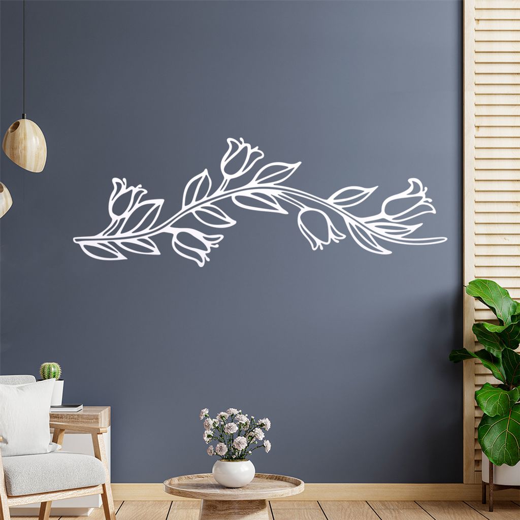 Blumen - Ranken Wandtattoo in 6 Größen - Wandaufkleber Wall Sticker - Dekoration, Küche, Wohnzimmer, Schlafzimmer, Badezimmer