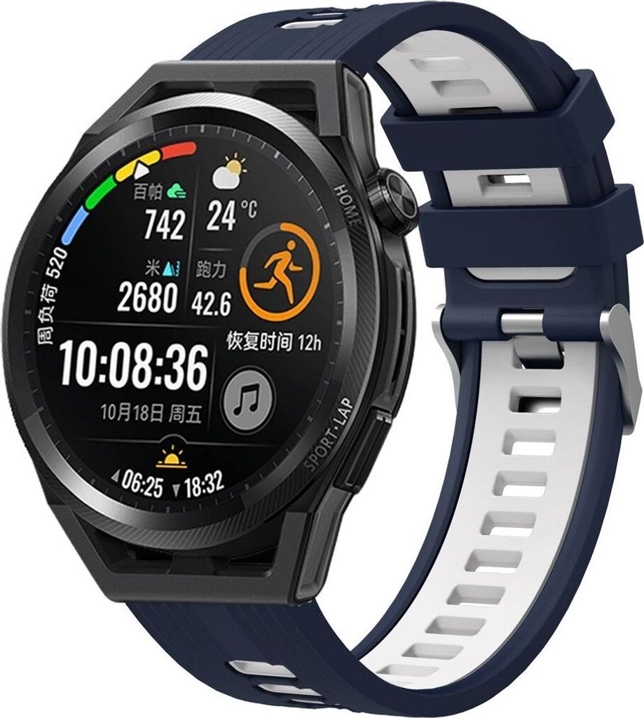 Sport Ersatz Armband für Huawei Watch GT 3 42mm Silikon Band Loop, Farbe:Blau Weiß