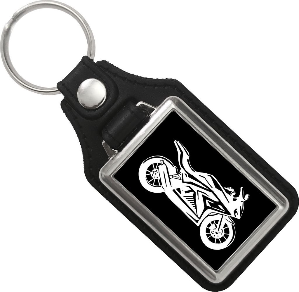Motorrad Schlüsselanhänger mit Kunstleder-Anhänger