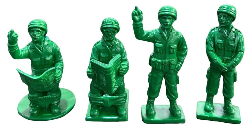 4 Stück grüne Militärmann-Statuen, Miniatur-Soldatenfiguren, Sammlerstücke, Soldatenornamente für Schreibtischdekorationen, Partys mit Militä...