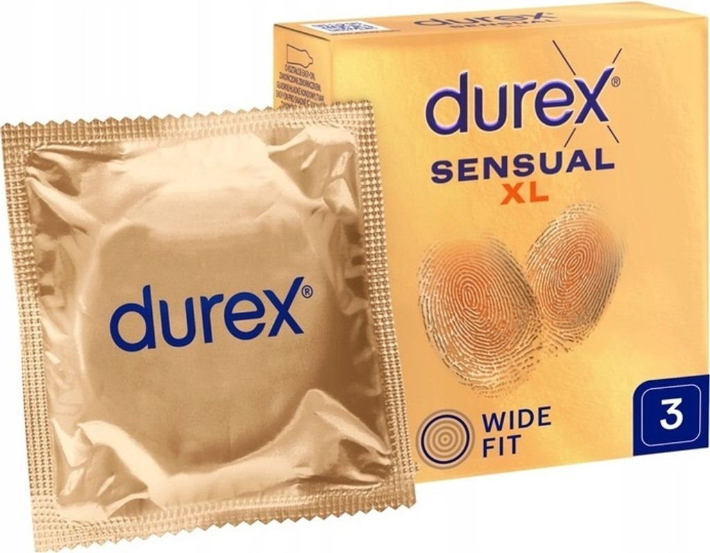 Durex Sensual XL Super cienkie prezerwatywy powiększone, 3 sztuki