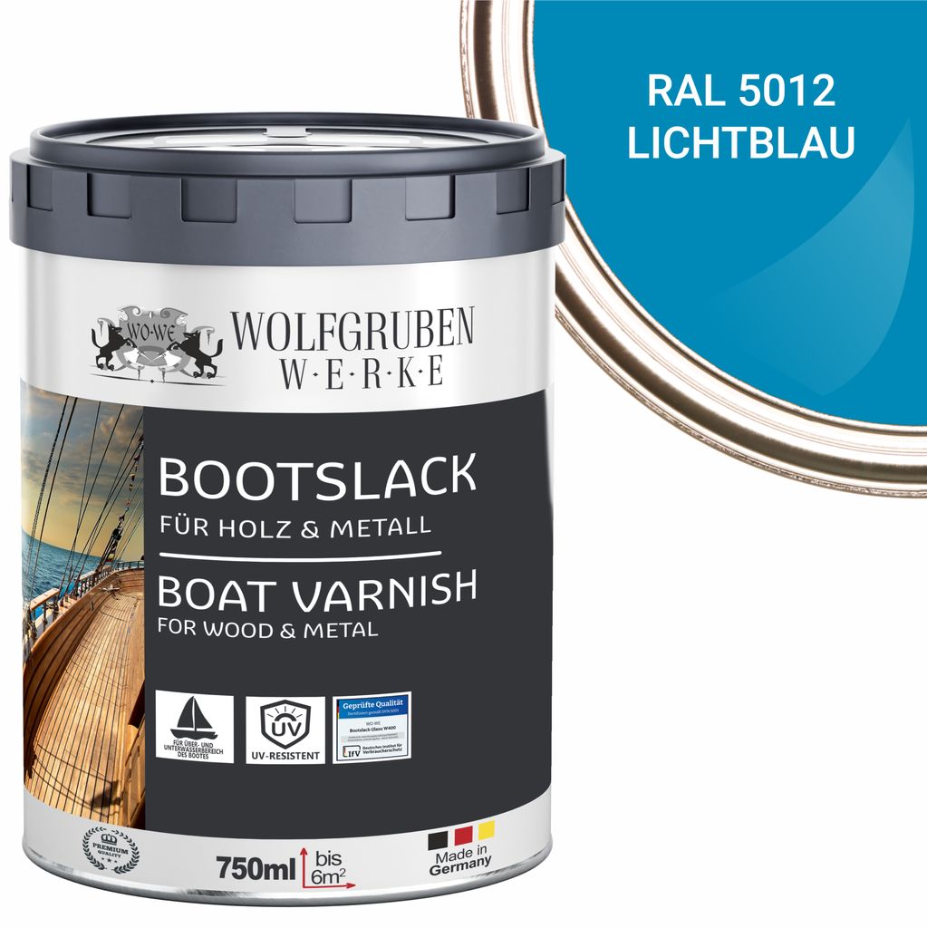 Bootslack Parkettlack Schiffslack Holzlack Seidenglänzend für Holz Boot Schiff W400 Lichtblau - 750ml