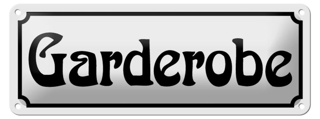 Blechschild Garderobe 27x10cm Türschild Gäste Jacken Flur Dekoration