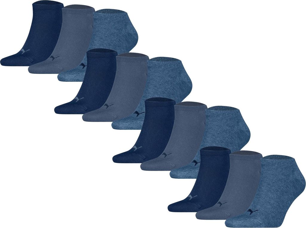 PUMA Uni Sneakersocken, 12er Pack - Sneaker Plain 12P, Logo, einfarbig Denim Blau 35-38