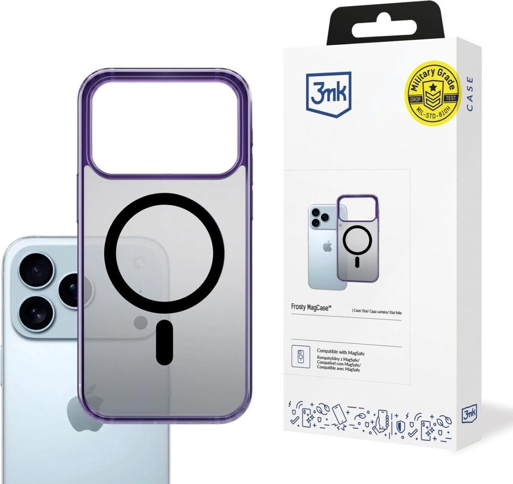 3mk Frosty MagCase Handyhülle mit Magnetring Bumper Schutzhülle kompatibel mit iPhone 17 Pro Lila