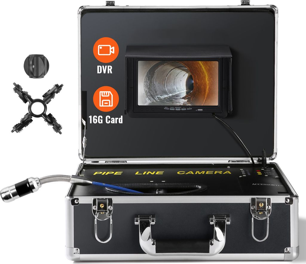 SucceBuy Kanalkamera, 165 ft/50 m Kabel, Rohrinspektionskamera mit 7-Zoll-Bildschirm, wasserdicht IP68, DVR-Funktion, 12 einstellbare LEDs, 16 GB S...