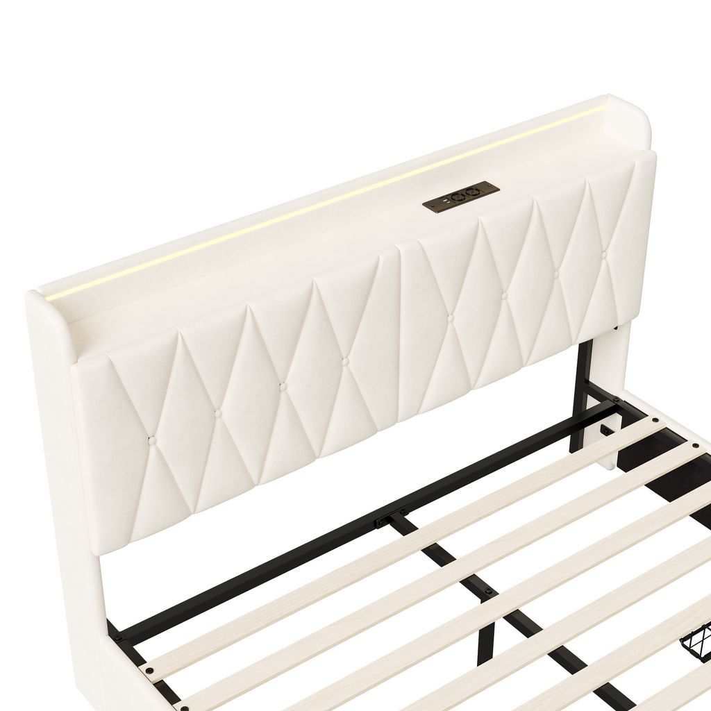 CDGlobal čalouněná postel 140x200cm s LED a roštovým rámem, Obrázek produktu 