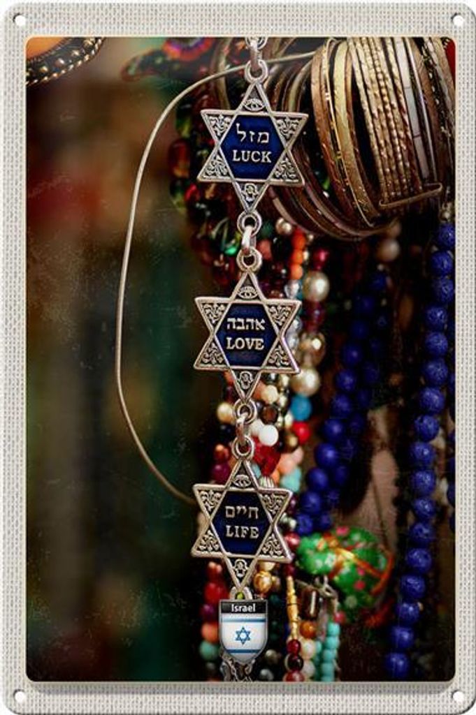 Blechschild Reise 20x30cm Ketten Schmuck Israel Glauben